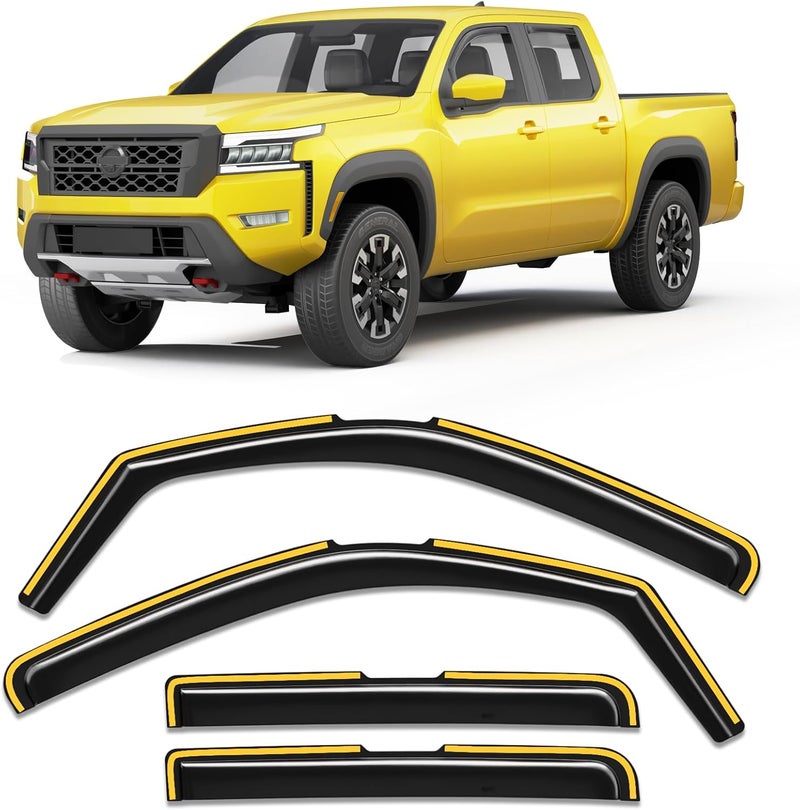 Goholy in-Channel Window Rain Guard for Nissan Frontier 2022-2025 2026 Crew Cab Truck Rain Guards Side Window Visors Low Profile Vent Visor Window Deflectors Vent Shades Car Accessories-4pcs - Image 1